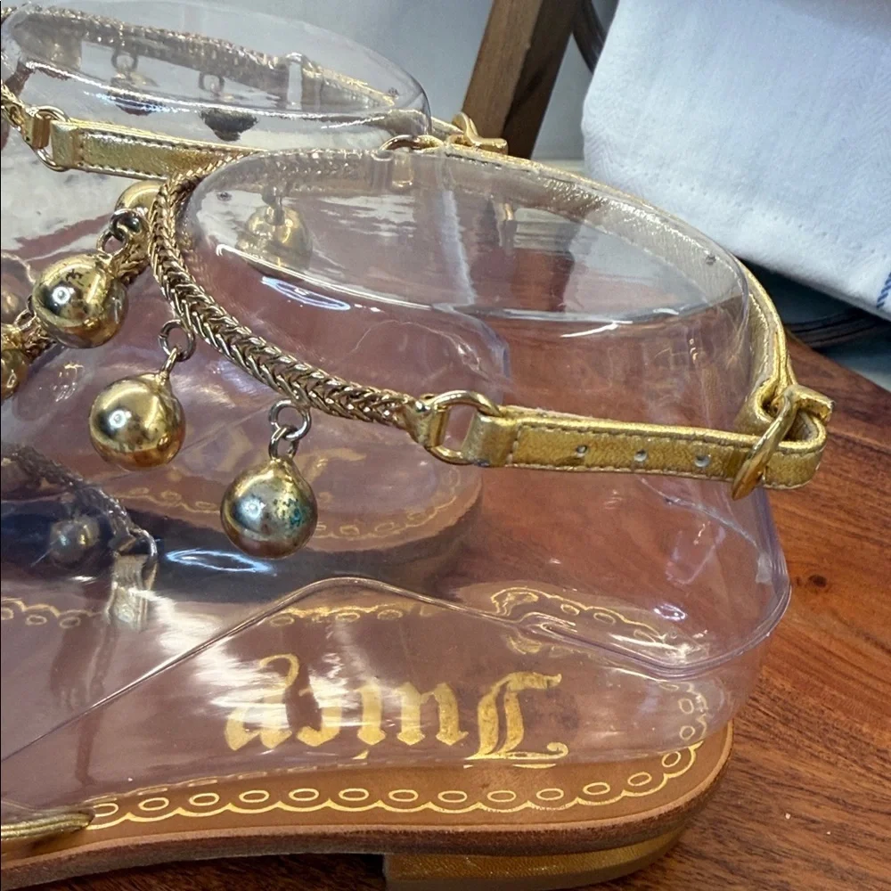Juicy Couture gold chain embellished flat sandals